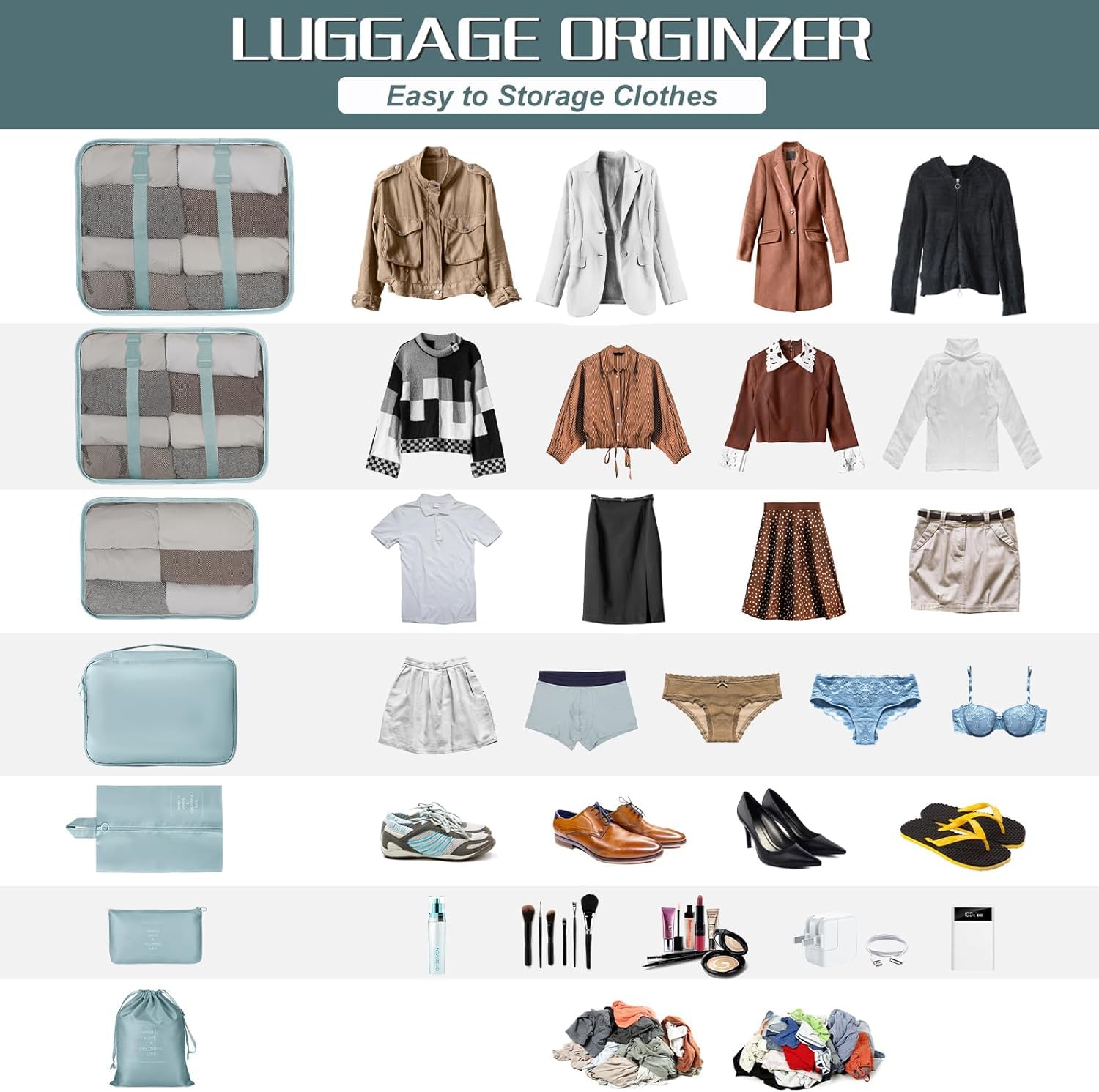 Travel Packing Organizer Set – 7 Piece Luggage Packing Cubes - Image 4