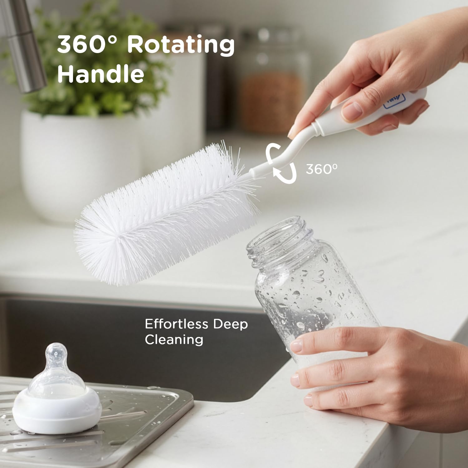 2-in-1 Bottle Cleaning Brush Set – Long Handle Cup & Baby Bottle Cleaner - Image 3