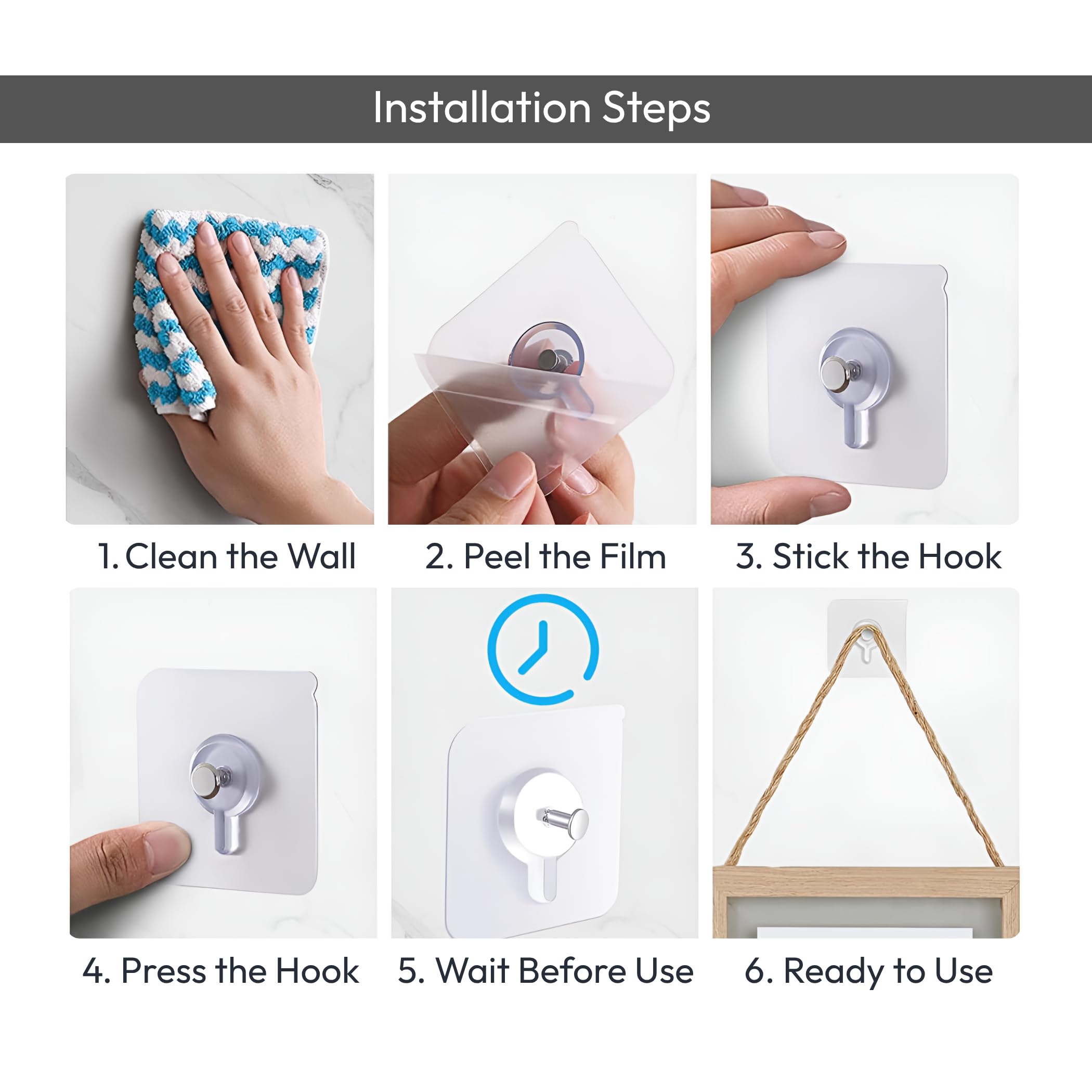 Self Adhesive Wall Hook – Heavy Duty Waterproof Hook (10 Pack) - Image 2